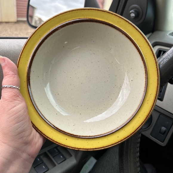 Vintage Italian Ceramic Hand Painted Large Serving Bowl Gold  Vintage bowl